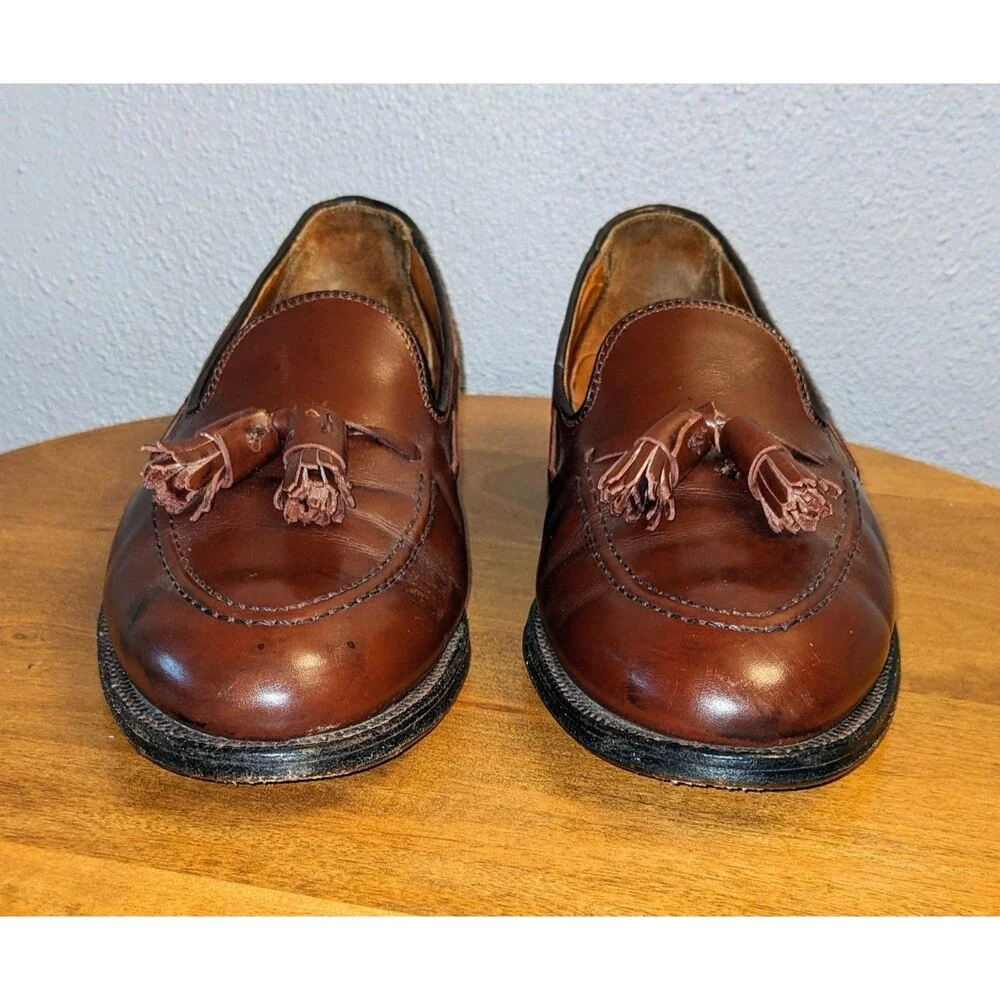 Alden New England Men's 8.5 B/D 560 Tassel Brown Loafers Calfskin Dress Shoes